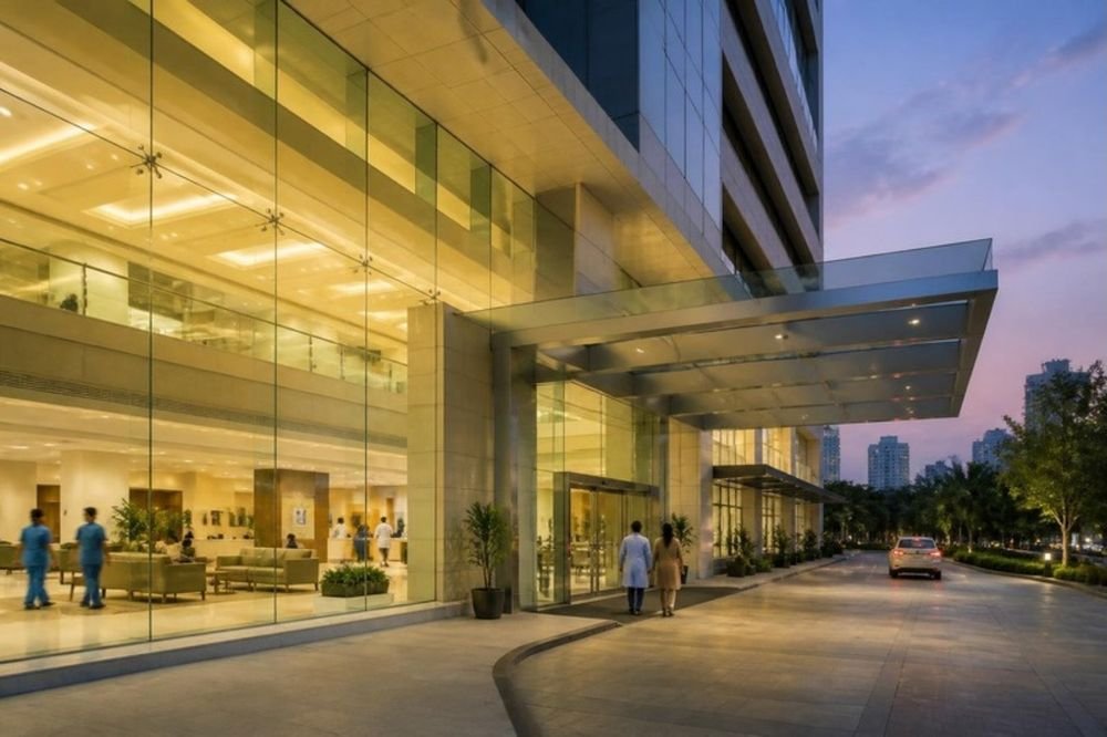 A modern hospital entrance